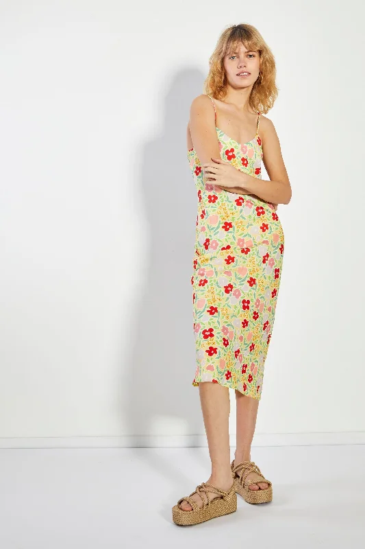 Glamorous Lemon Bold Floral Strappy Midi Dress