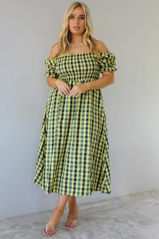 Picnic Midi Dress: Yellow/Black