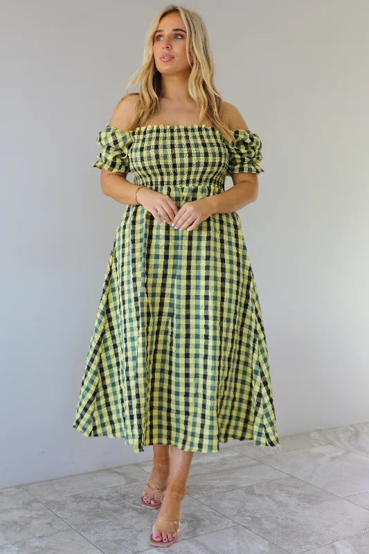 Picnic Midi Dress: Yellow/Black