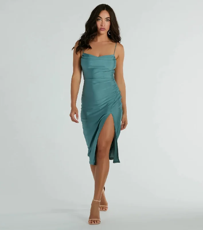 PLACEHOLDER - Sleek And Smooth High Slit Midi Dress