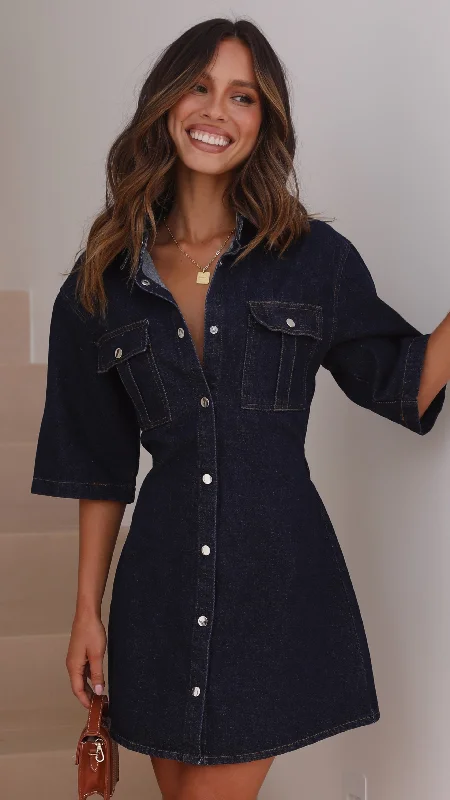 Raz Mini Dress - Dark Denim