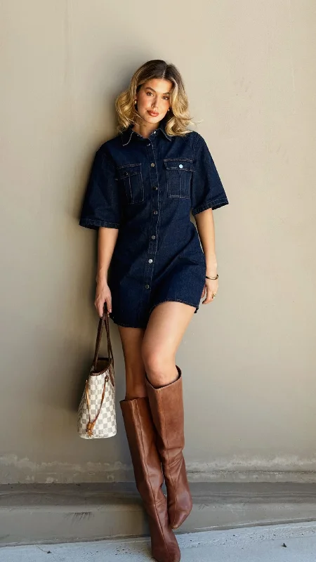 Raz Mini Dress - Dark Denim