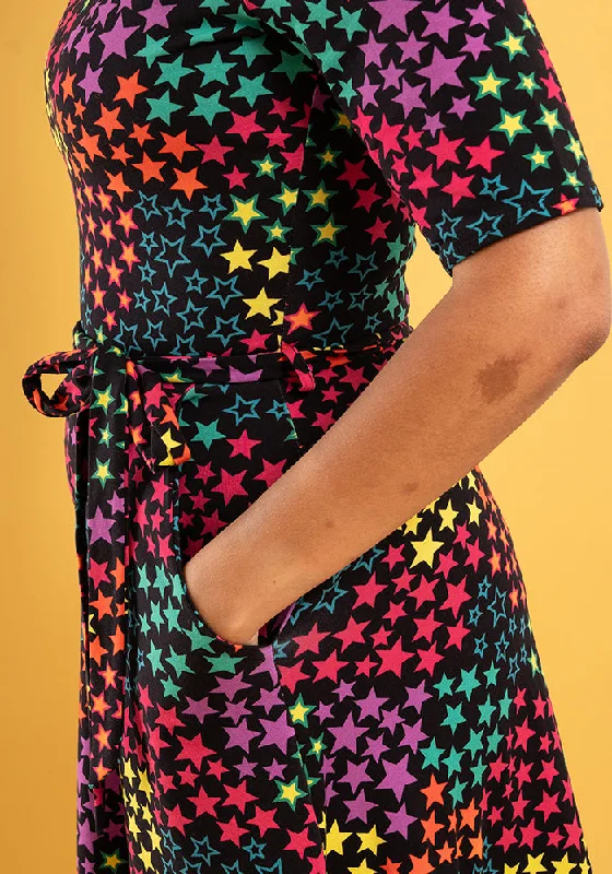 Reeva Bright Stars Print Cotton Midi Dress