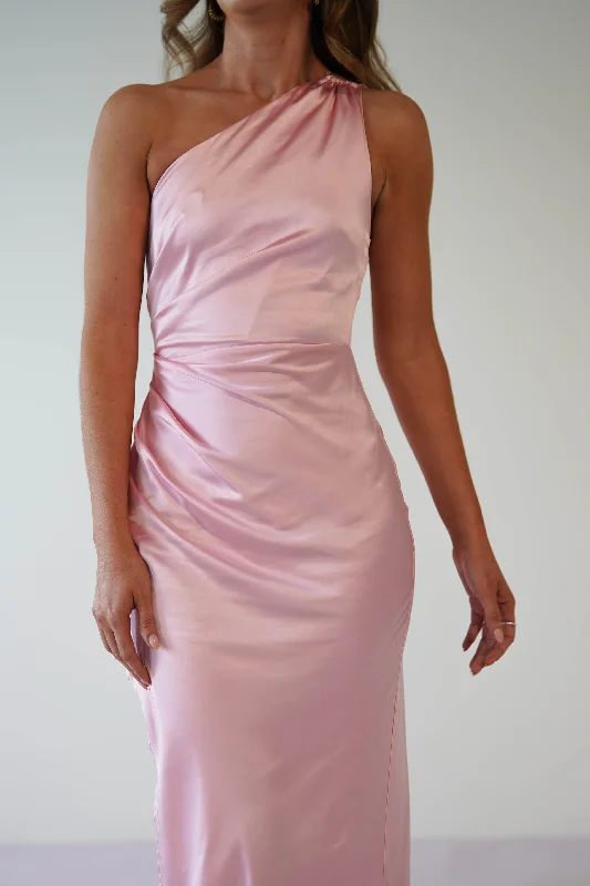 Thessy Soft Satin Maxi Dress | Pink