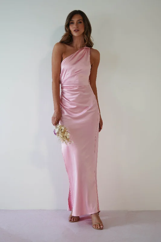 Thessy Soft Satin Maxi Dress | Pink