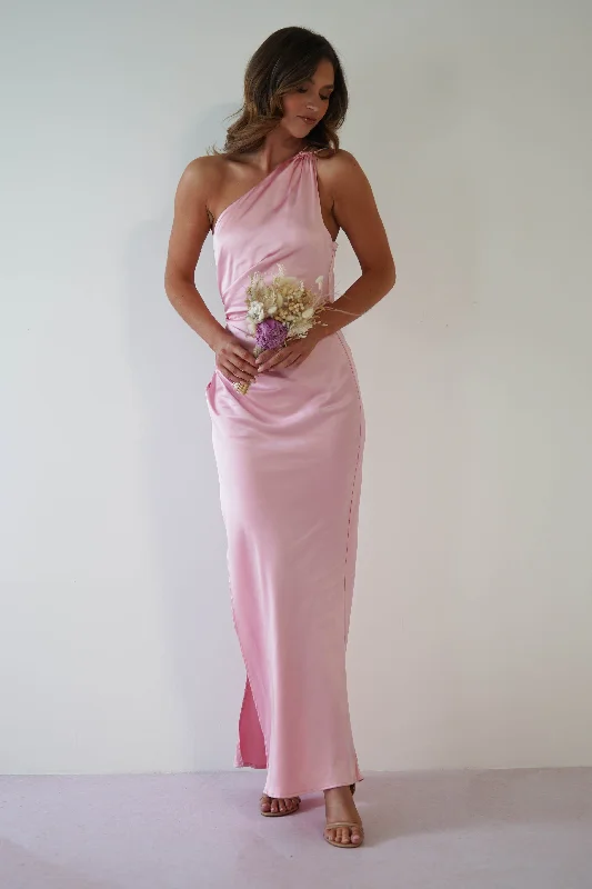 Thessy Soft Satin Maxi Dress | Pink