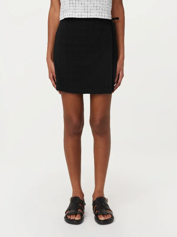 The Seersucker Mini Skirt in Black