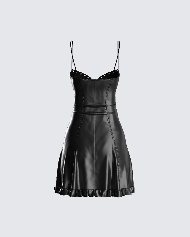 Adeline Black Vegan Leather Dress