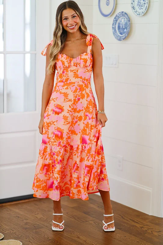 Aloha Maxi Dress - Peach, Pink and Orange