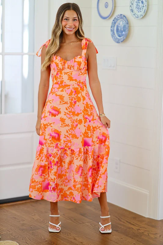 Aloha Maxi Dress - Peach, Pink and Orange