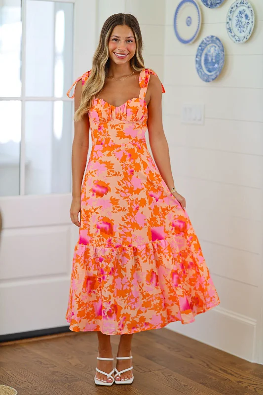 Aloha Maxi Dress - Peach, Pink and Orange