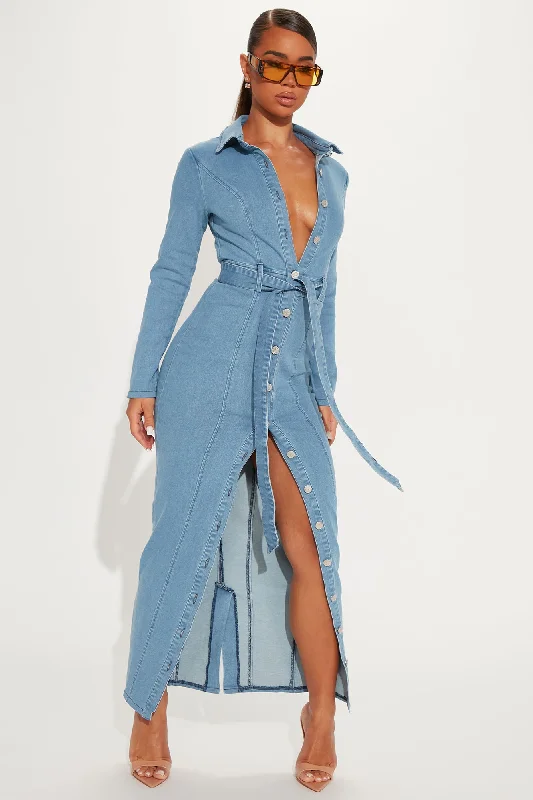 Alyana Denim Maxi Dress - Medium Wash