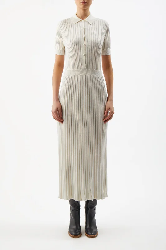 Amor Knit Dress in Ivory Cashmere Silk