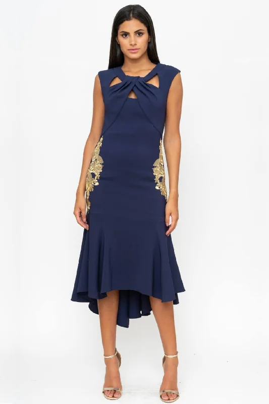 Thea Gold Detail Flute Dress