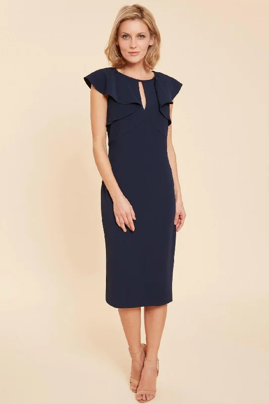 Enora Crepe Dress With Frill Sleeves