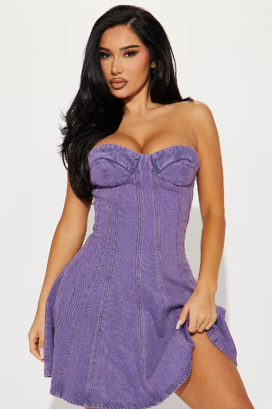 Arielle Denim Mini Dress - Purple