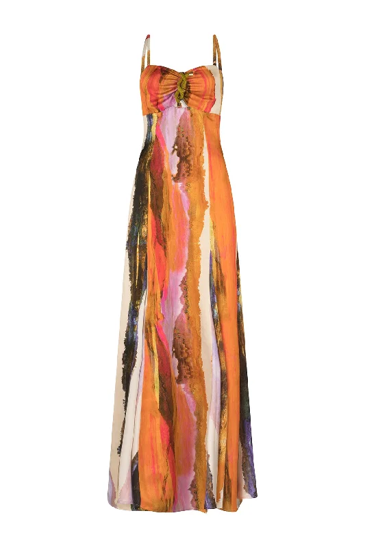 Artis Dress Orange Orchid Abstract