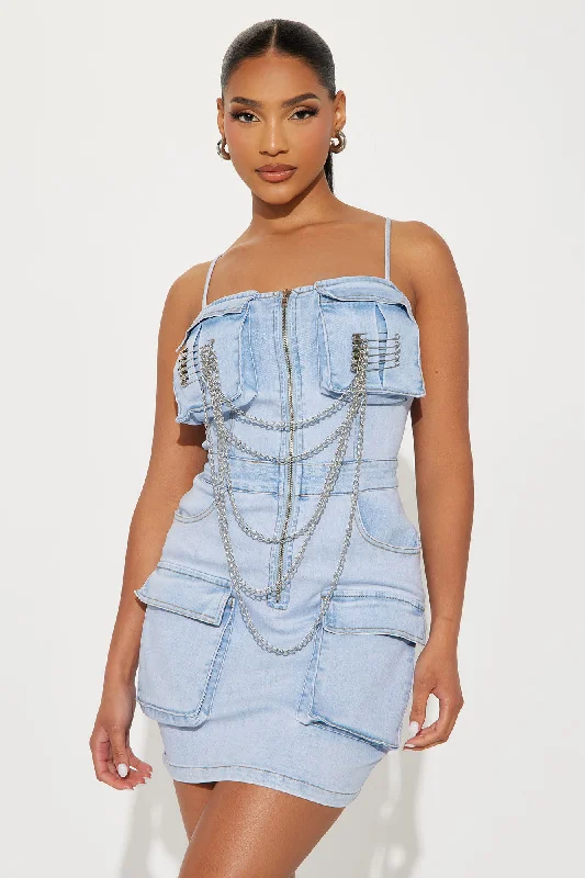 Babe in Denim Micro Mini Dress - Light Wash