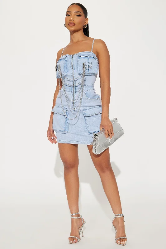 Babe in Denim Micro Mini Dress - Light Wash