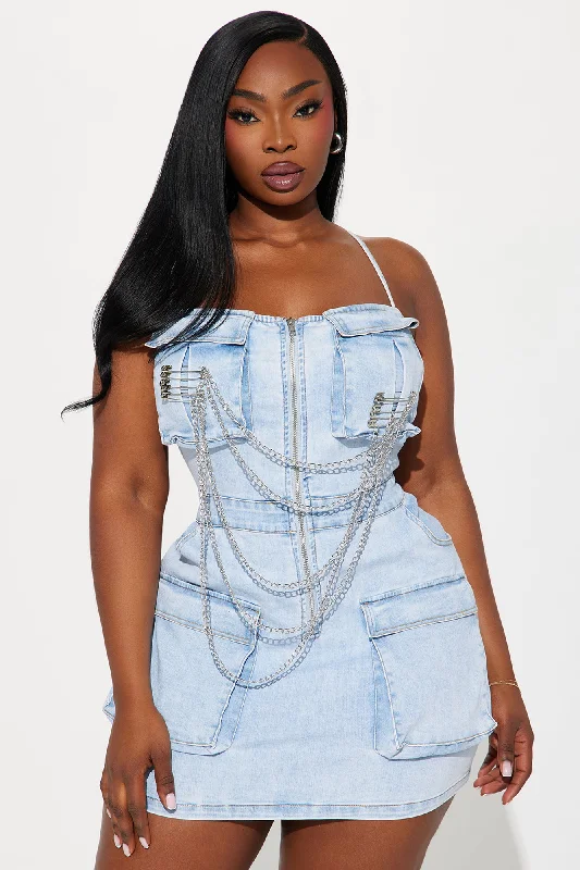 Babe in Denim Micro Mini Dress - Light Wash