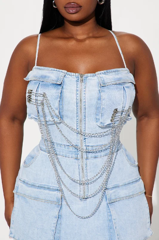 Babe in Denim Micro Mini Dress - Light Wash