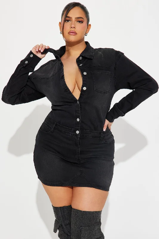 Belleville Denim Mini Dress - Black