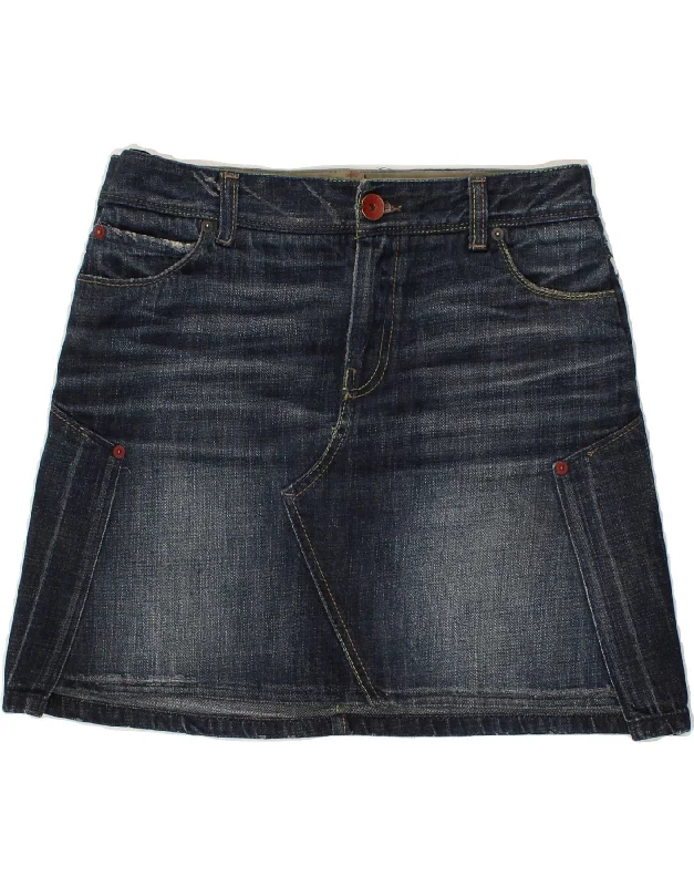 BENETTON Womens Denim Skirt W30 Medium Navy Blue