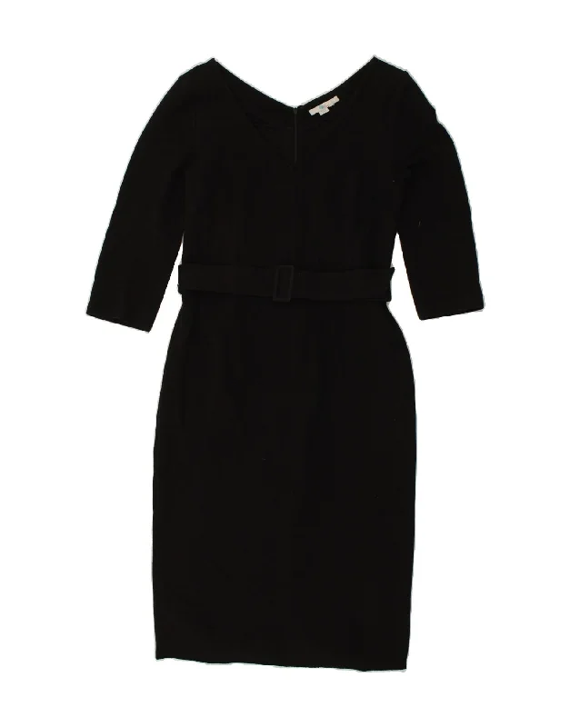 BODEN Womens 3/4 Sleeve Sheath Dress UK 12 Medium Black Cotton