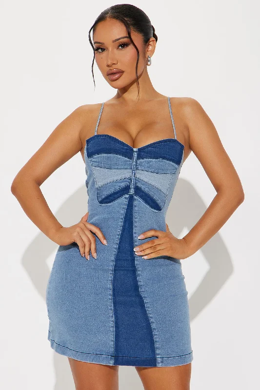 Butterfly Denim Mini Dress - Denim