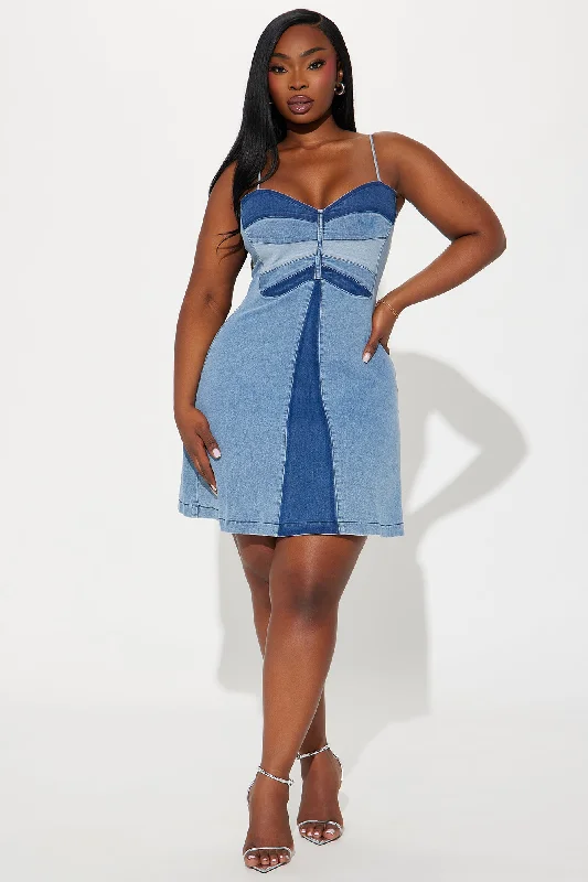 Butterfly Denim Mini Dress - Denim