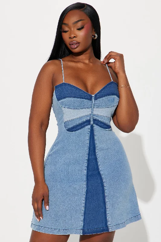 Butterfly Denim Mini Dress - Denim