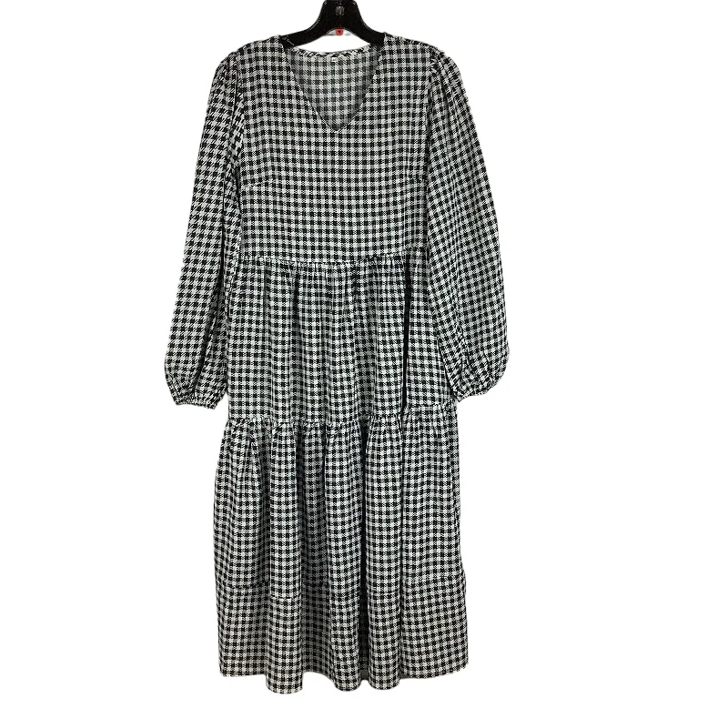 Checkered Pattern Dress Casual Maxi Clothes Mentor, Size S