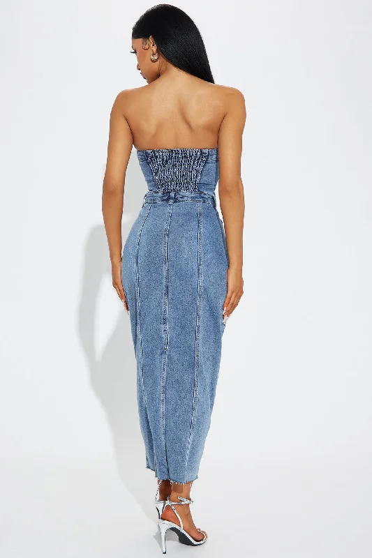 Christa Denim Maxi Dress - Medium Wash