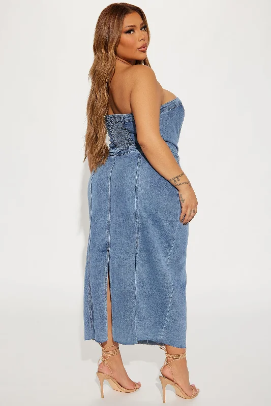 Christa Denim Maxi Dress - Medium Wash