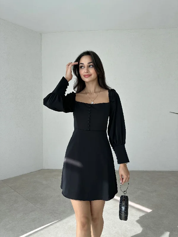 Collar Mini Black Dress REF: 3533