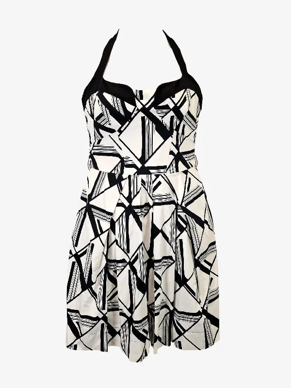 Cue Geometric Halter Neck Dress Size 12