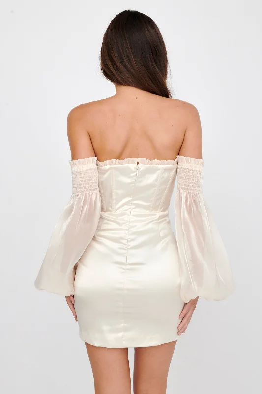 Dance The Night Corset Bodice Mini Dress Cream