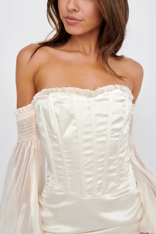 Dance The Night Corset Bodice Mini Dress Cream