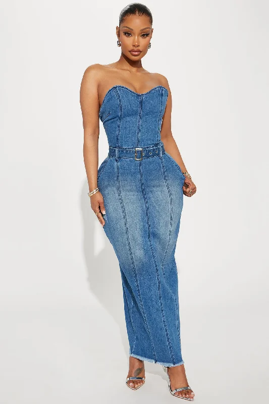 Delaney Denim Maxi Dress - Dark Wash