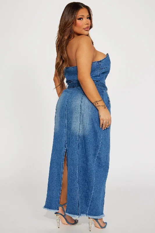 Delaney Denim Maxi Dress - Dark Wash