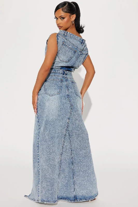 Demi Denim Maxi Dress - Medium Wash