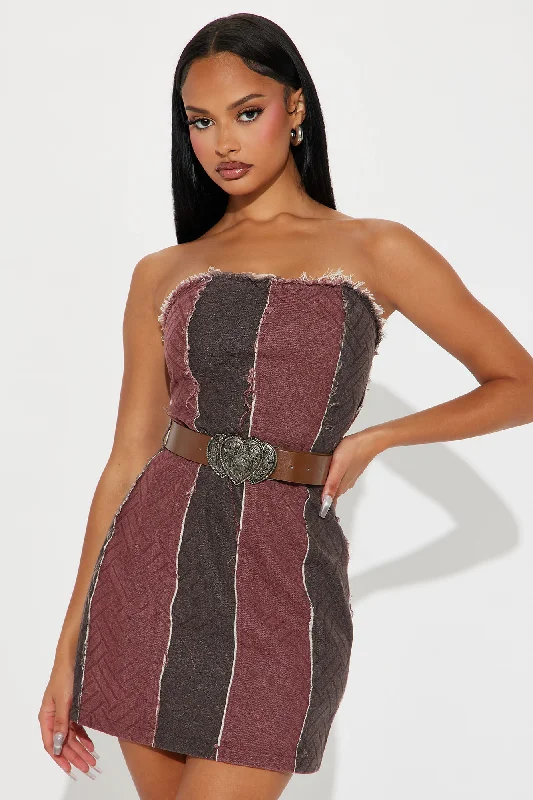 Denim Dame Micro Mini Dress - Brown/combo