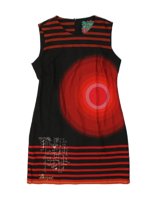 DESIGUAL Womens Graphic Sleeveless Sheath Dress EU 44 XL Black Striped