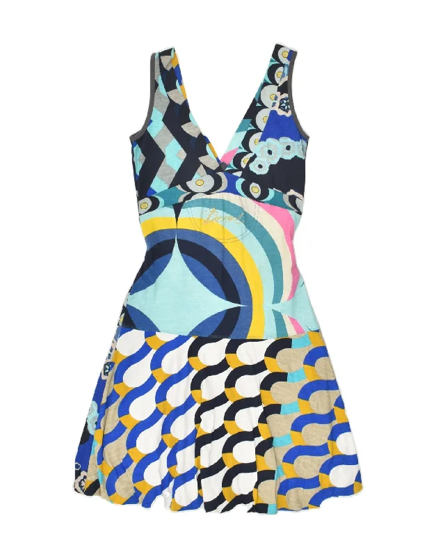 DESIGUAL Womens Graphic Sundress UK 8 Small Multicoloured Cotton