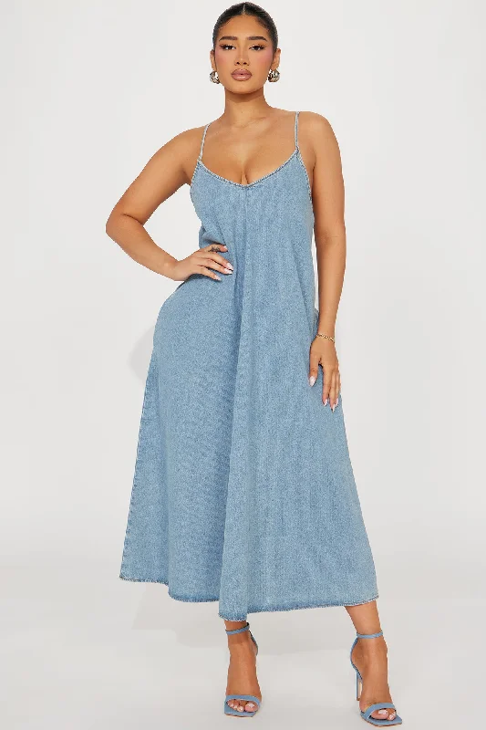 Desiree Denim Maxi Dress - Light Wash