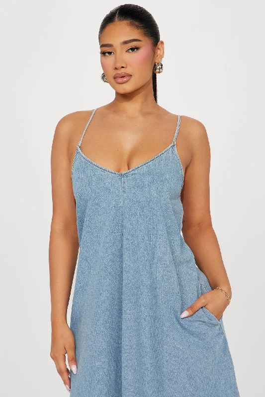 Desiree Denim Maxi Dress - Light Wash