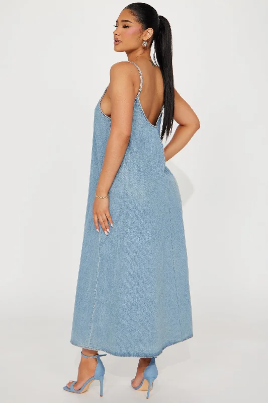 Desiree Denim Maxi Dress - Light Wash