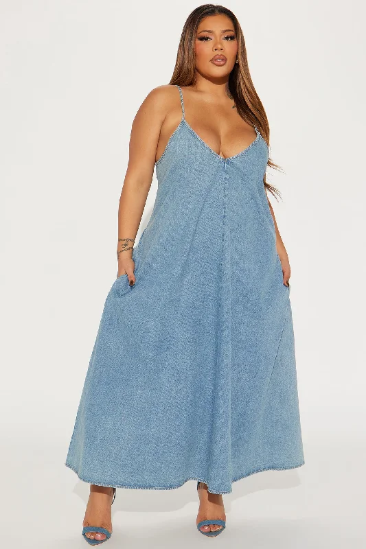 Desiree Denim Maxi Dress - Light Wash