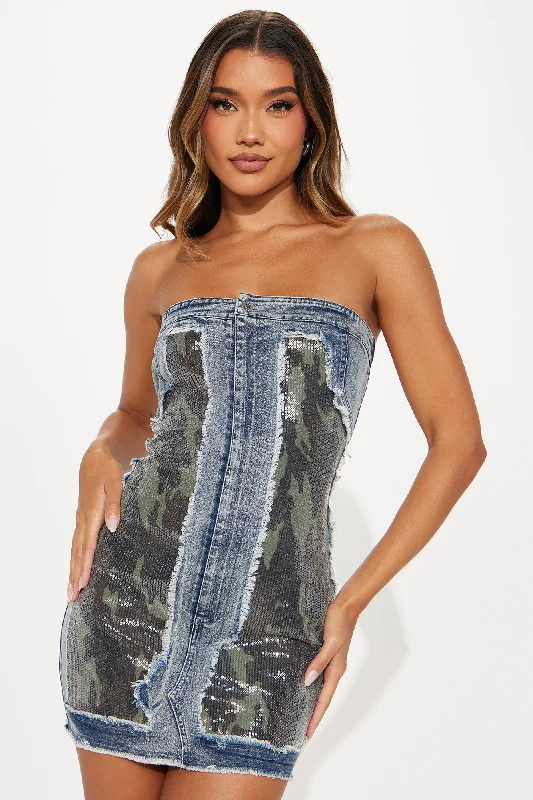 Dev Denim Micro Mini Dress - Dark Wash