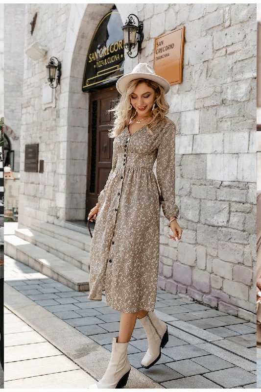 High waist maxi dress Long lantern sleeves